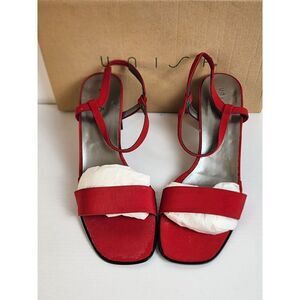 Unisa Red Strappy Size 8B Block Heel Sandals, NEW, Vintage